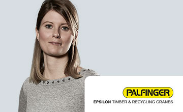Claudia Stundner in profilo con logo di Palfinger